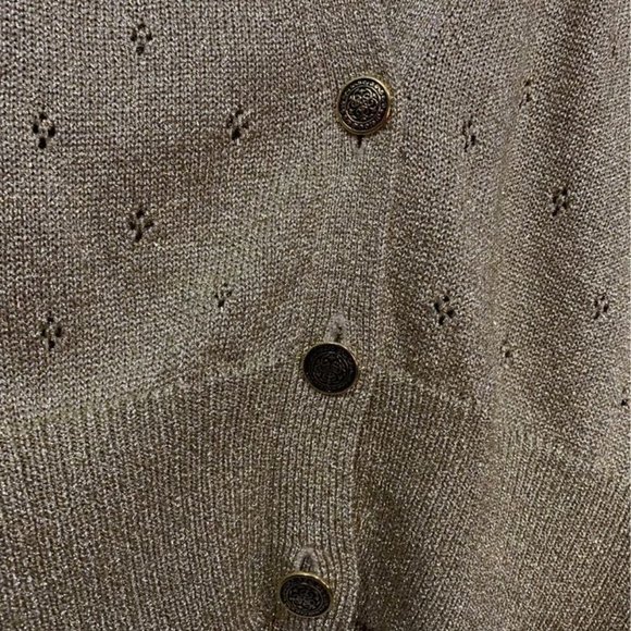 WOMAN’S RINO ROSSI gold glitter cardigan with nautical buttons. Size medium - Picture 2 of 9